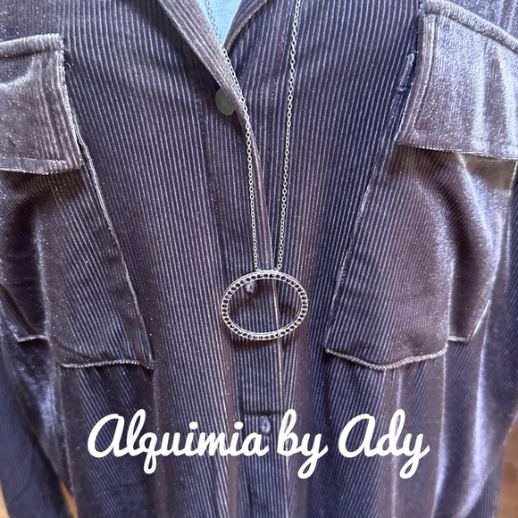 Huge silver and garnet pendant extra long necklace 36” - Picture 3 of 4